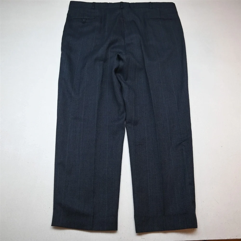 Vtg USA Made 48L 42x32 Blue Blanketweave Wool Mens Jacket Pants Suit